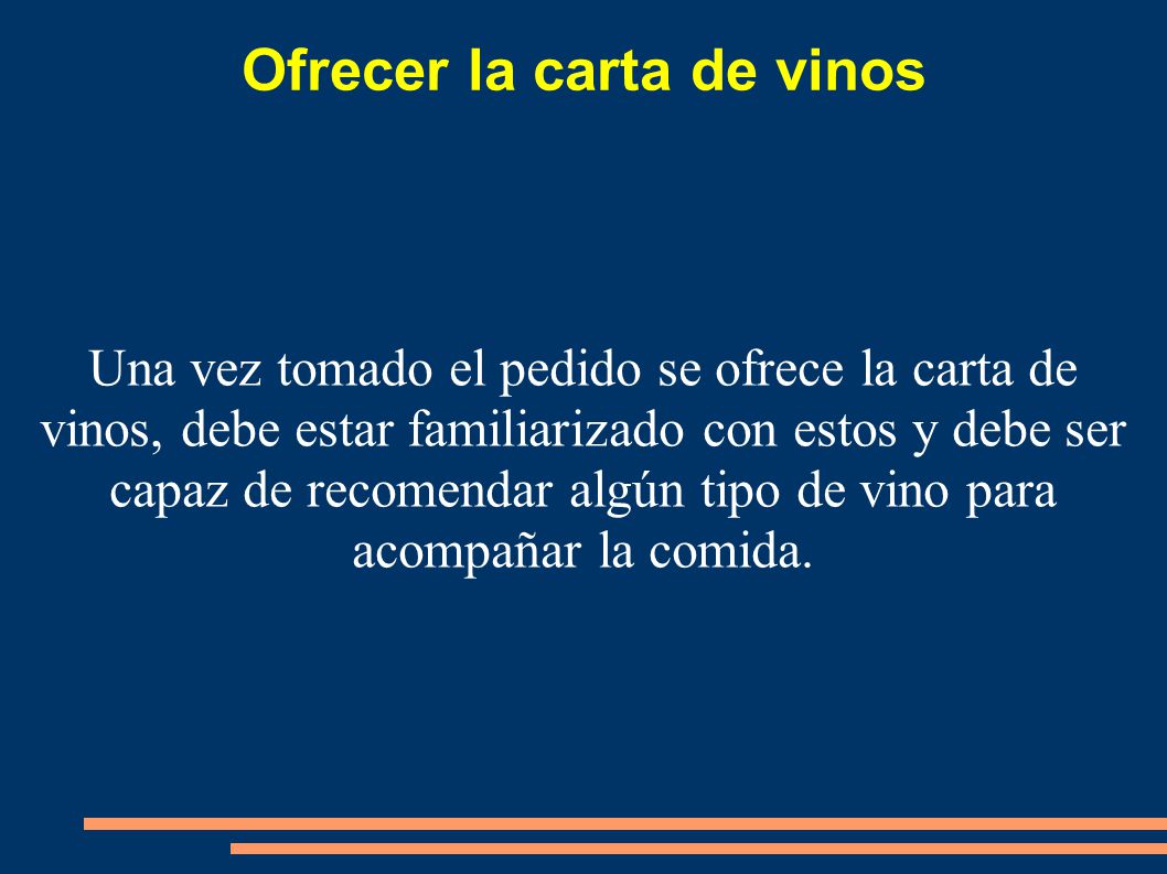 Ofrecer la carta de vinos