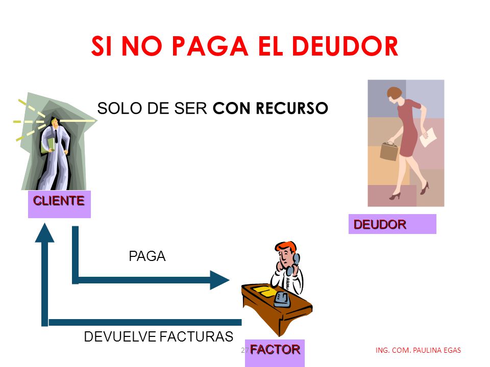 SI NO PAGA EL DEUDOR SOLO DE SER CON RECURSO PAGA DEVUELVE FACTURAS