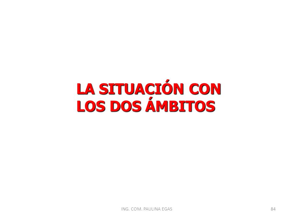 LA SITUACIÓN CON LOS DOS ÁMBITOS ING. COM. PAULINA EGAS