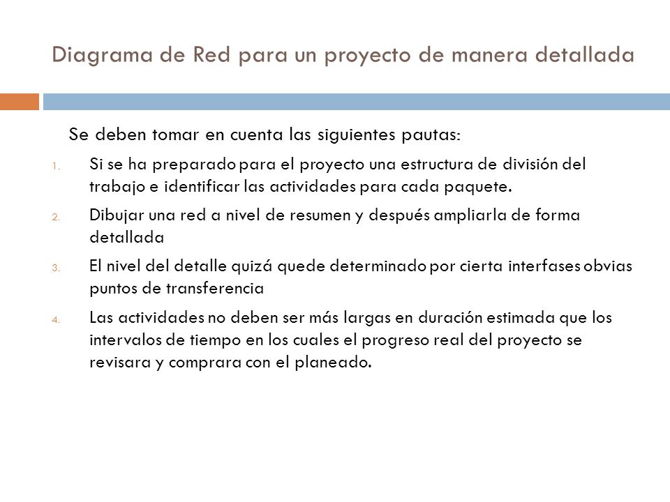 Diagrama de Red para un proyecto de manera detallada