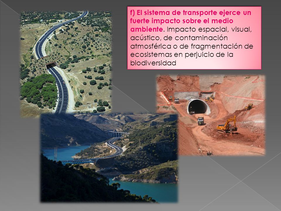 f) El sistema de transporte ejerce un fuerte impacto sobre el medio ambiente.