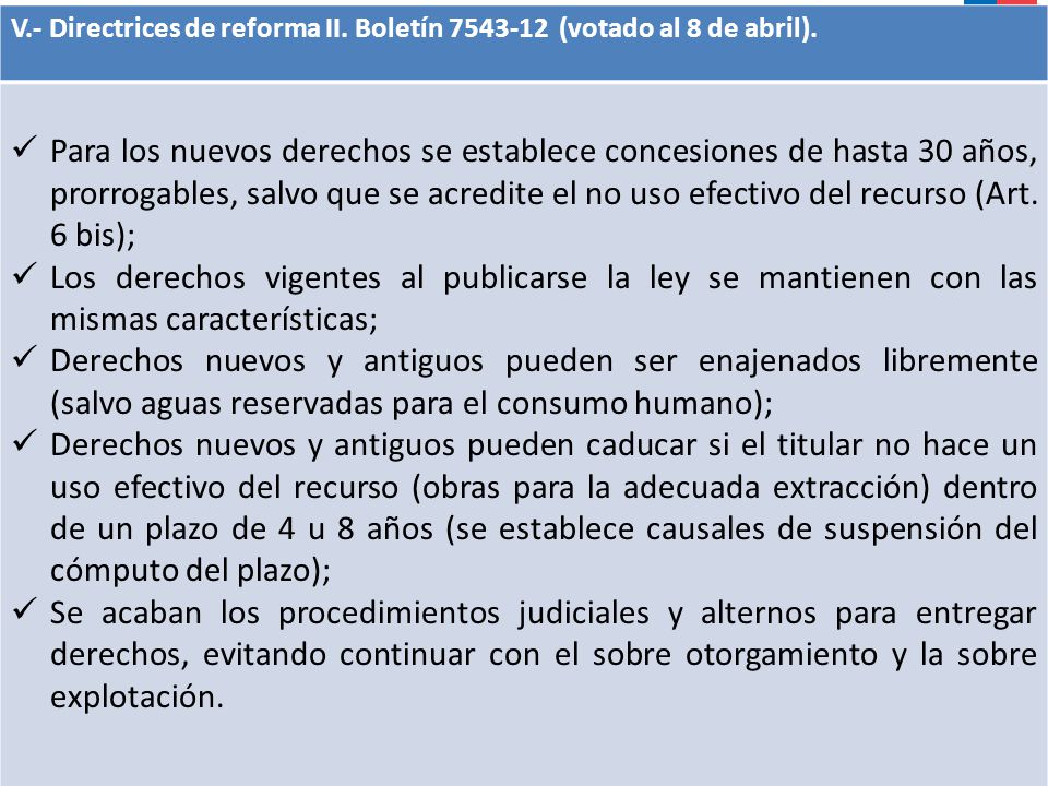 V.- Directrices de reforma II. Boletín (votado al 8 de abril).
