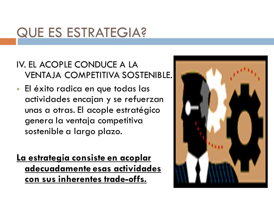QUE ES ESTRATEGIA IV. EL ACOPLE CONDUCE A LA VENTAJA COMPETITIVA SOSTENIBLE.