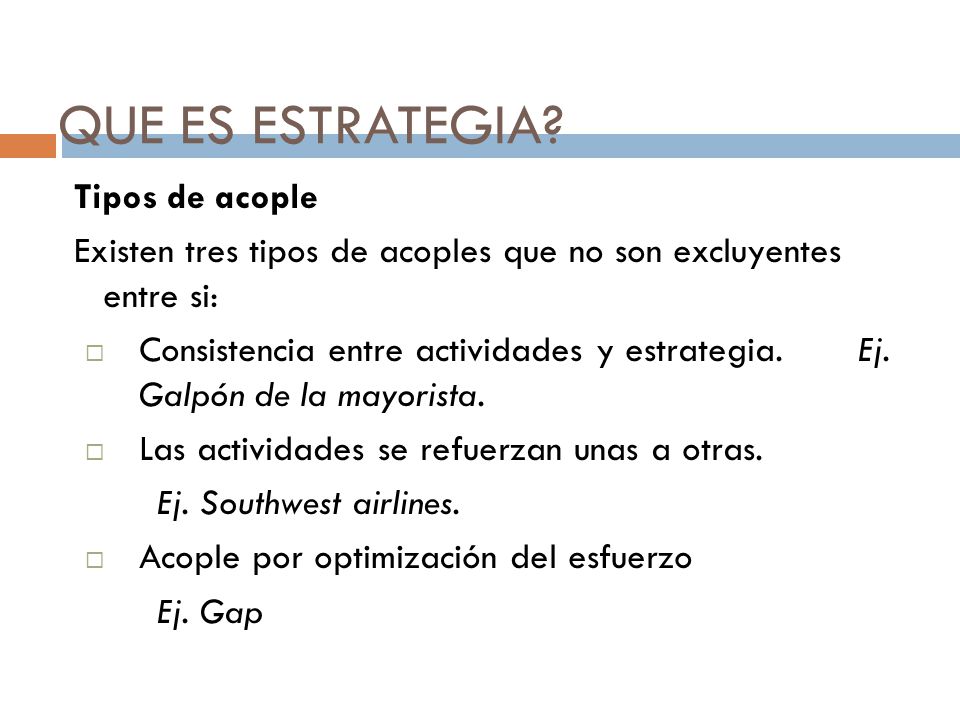 QUE ES ESTRATEGIA Tipos de acople