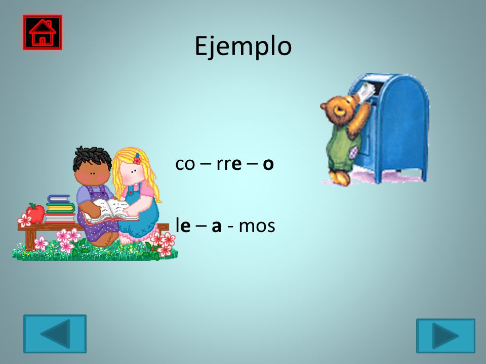 Ejemplo co – rre – o le – a - mos