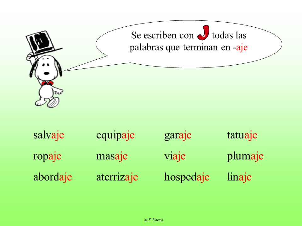 Se escriben con todas las palabras que terminan en -aje