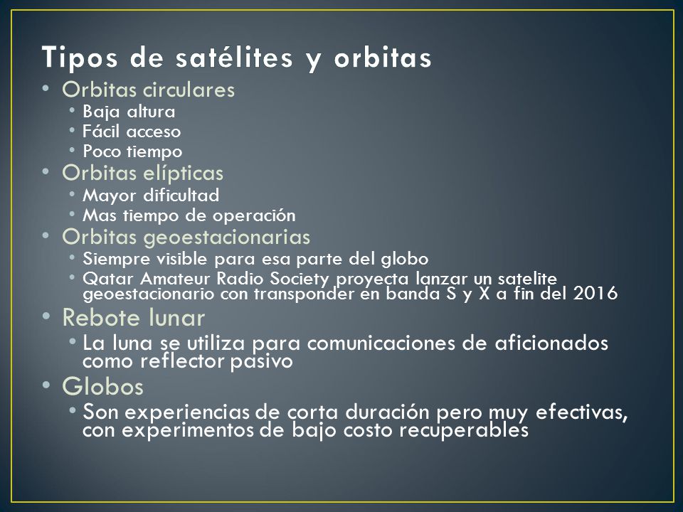 Tipos de satélites y orbitas
