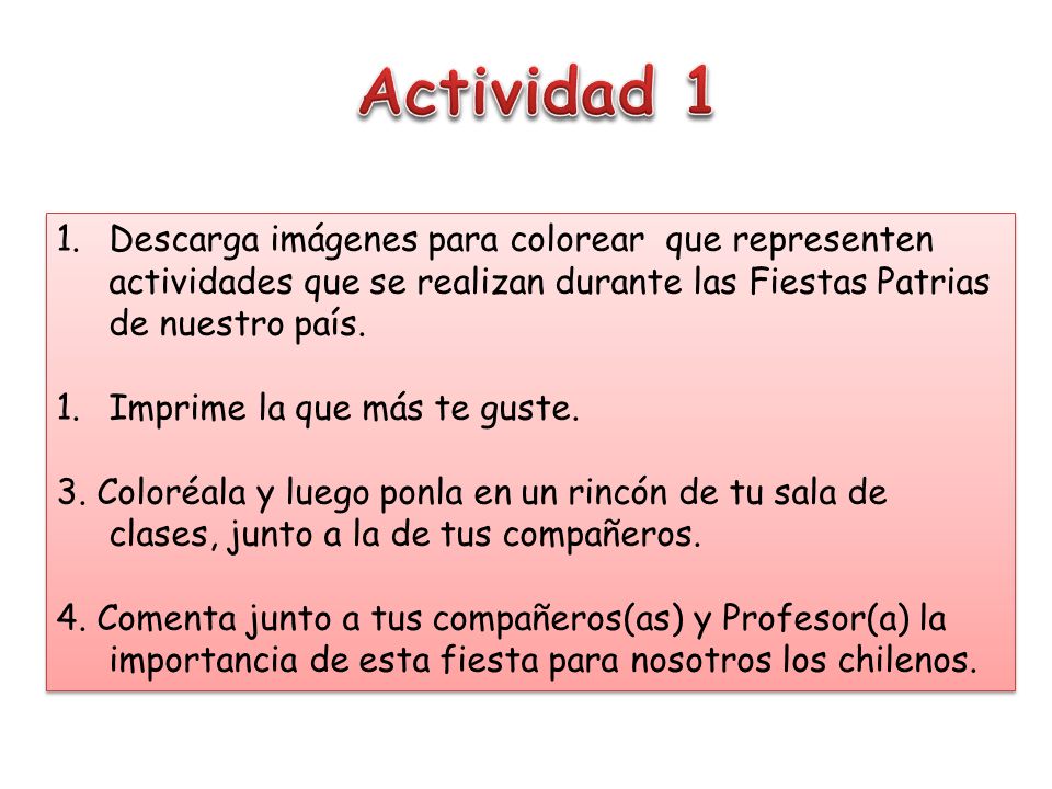 Actividad 1 Descarga imágenes para colorear que representen actividades que se realizan durante las Fiestas Patrias de nuestro país.