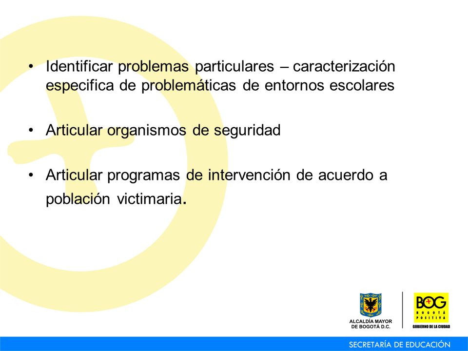 Identificar problemas particulares – caracterización especifica de problemáticas de entornos escolares