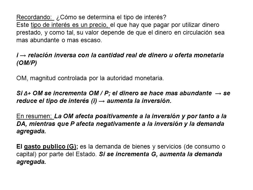 Recordando: ¿Cómo se determina el tipo de interés