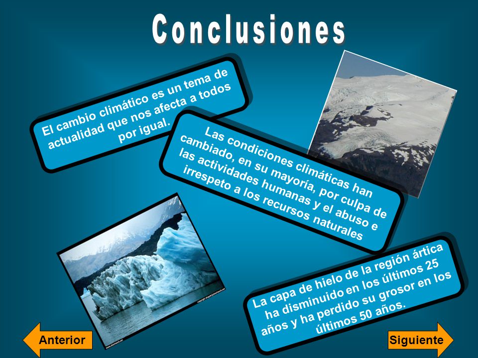 Conclusiones El cambio climático es un tema de actualidad que nos afecta a todos por igual.