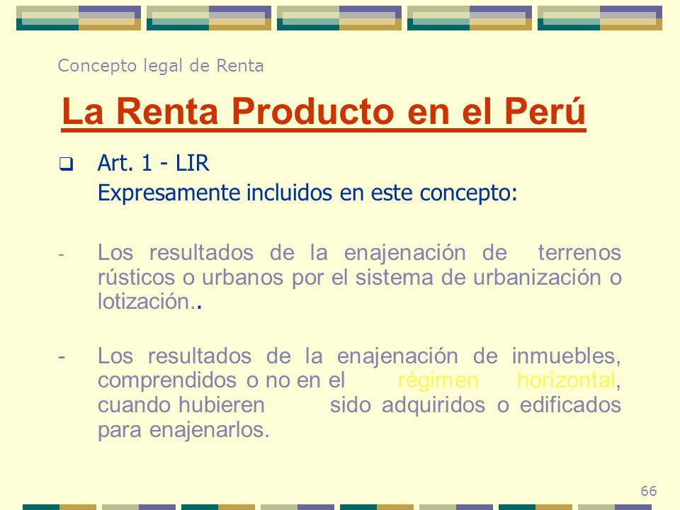 La Renta Producto en el Perú
