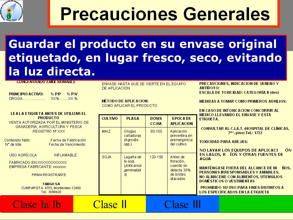 Guardar el producto en su envase original etiquetado, en lugar fresco, seco, evitando la luz directa.