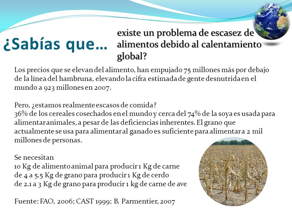 existe un problema de escasez de alimentos debido al calentamiento global