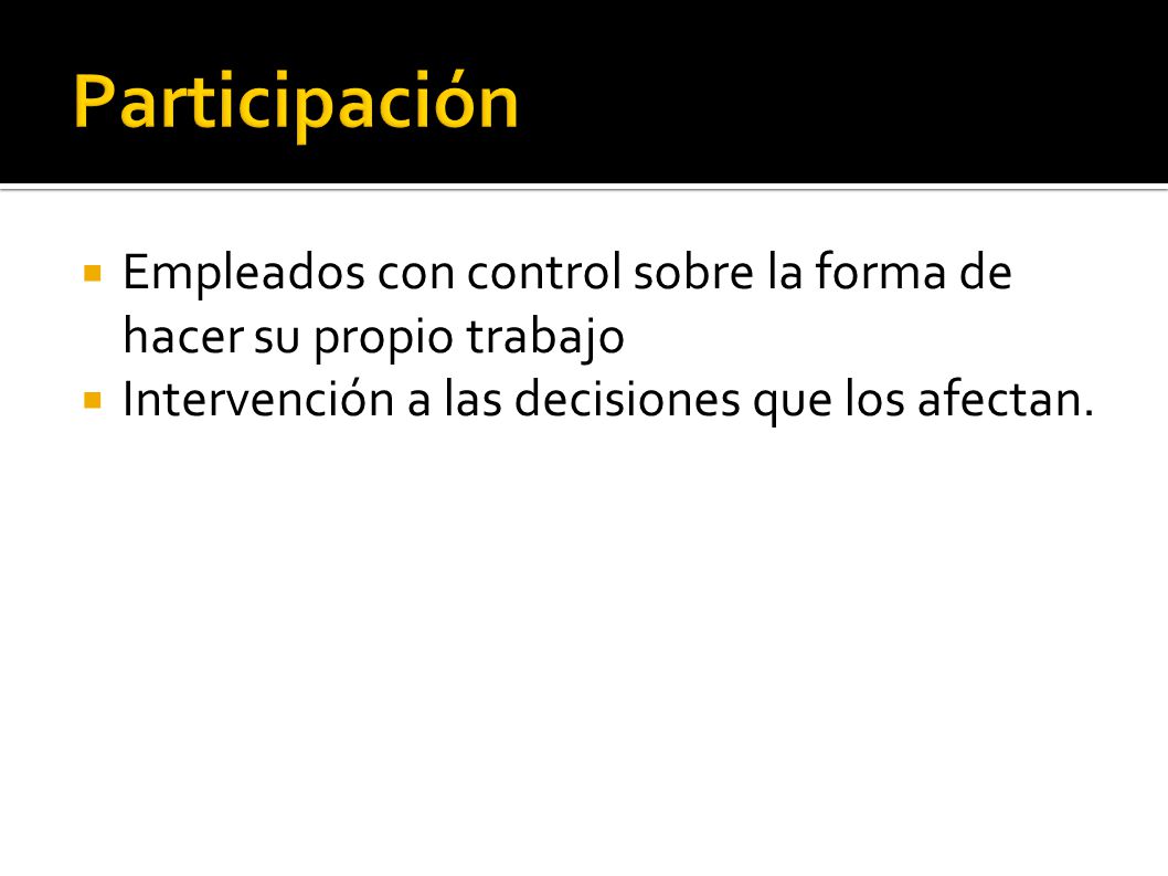 Participación Empleados con control sobre la forma de hacer su propio trabajo.