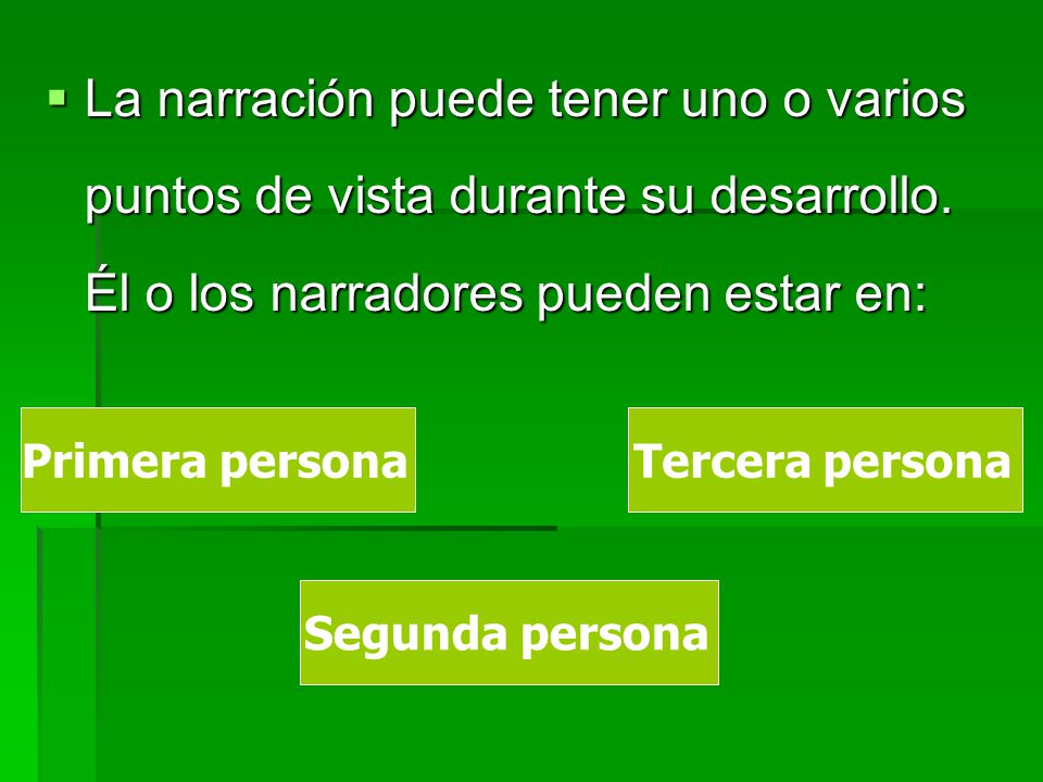 La narración puede tener uno o varios puntos de vista durante su desarrollo. Él o los narradores pueden estar en: