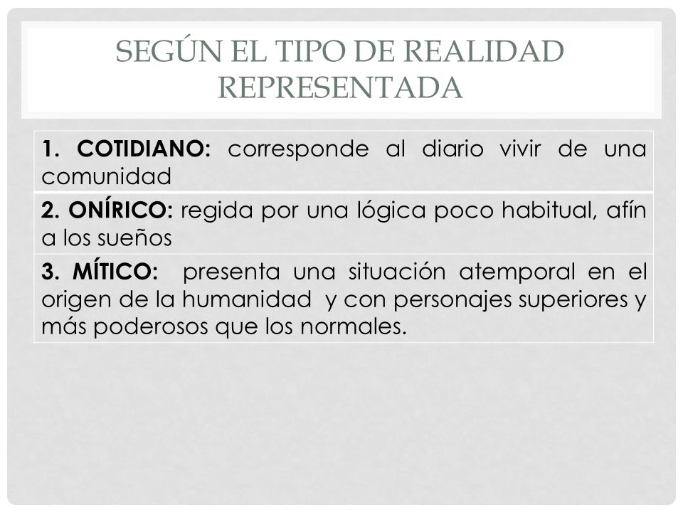 Según el Tipo de realidad representada