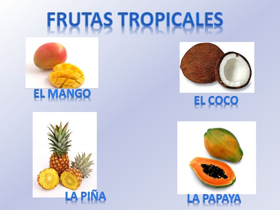 Frutas Tropicales El mango El coco La piña La papaya