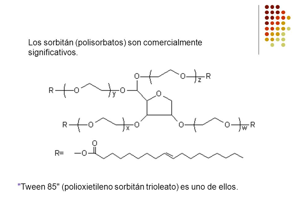 Los sorbitán (polisorbatos) son comercialmente significativos.