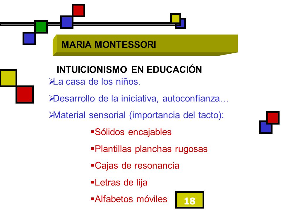 MARIA MONTESSORI INTUICIONISMO EN EDUCACIÓN. La casa de los niños. Desarrollo de la iniciativa, autoconfianza…