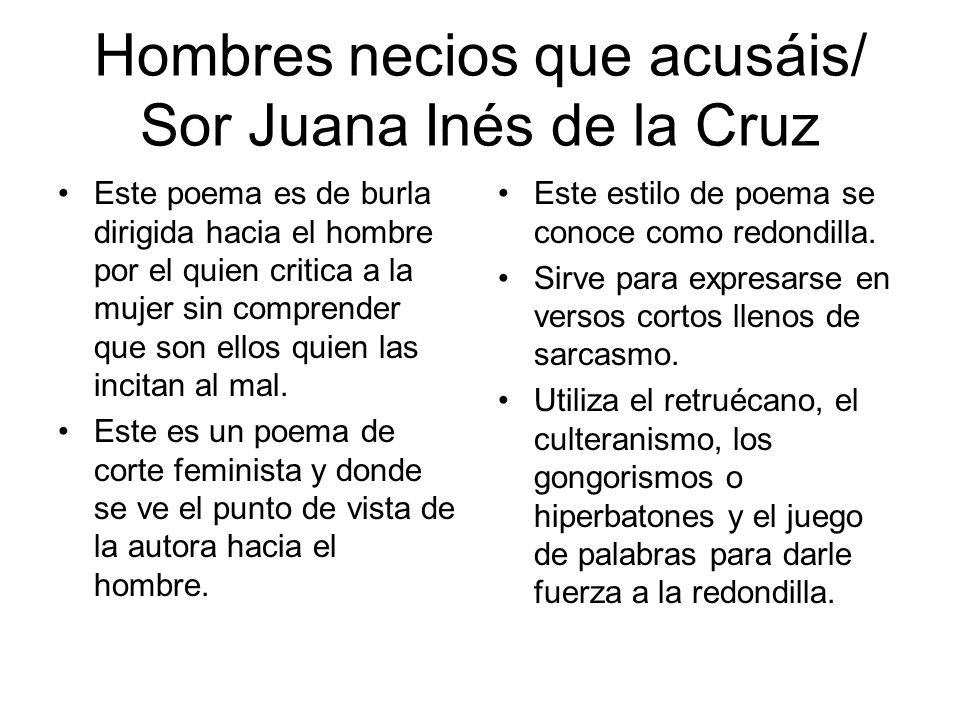 Hombres necios que acusáis/ Sor Juana Inés de la Cruz