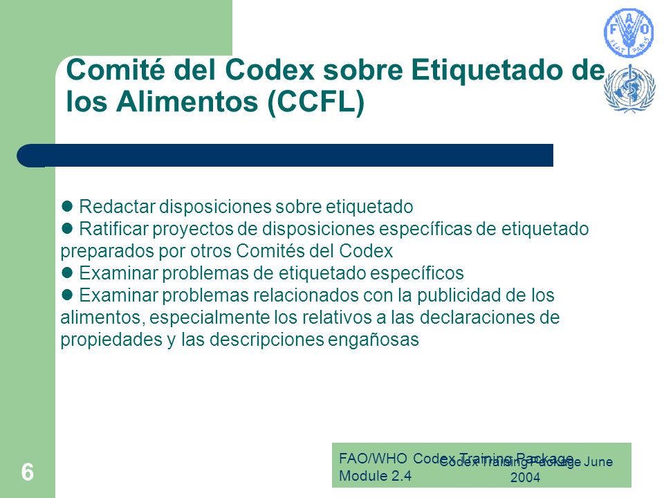 Comité del Codex sobre Etiquetado de los Alimentos (CCFL)