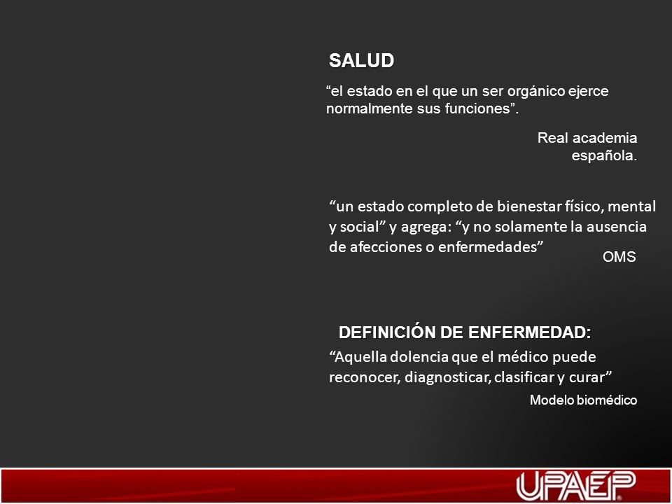 SALUD el estado en el que un ser orgánico ejerce normalmente sus funciones . Real academia española.