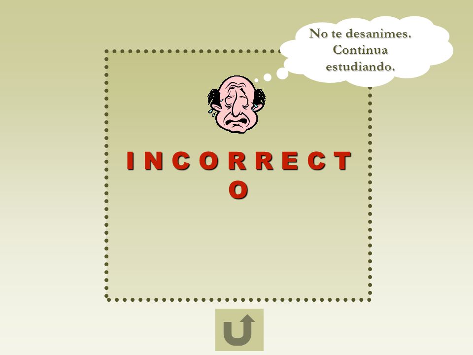 No te desanimes. Continua estudiando. I N C O R R E C T O