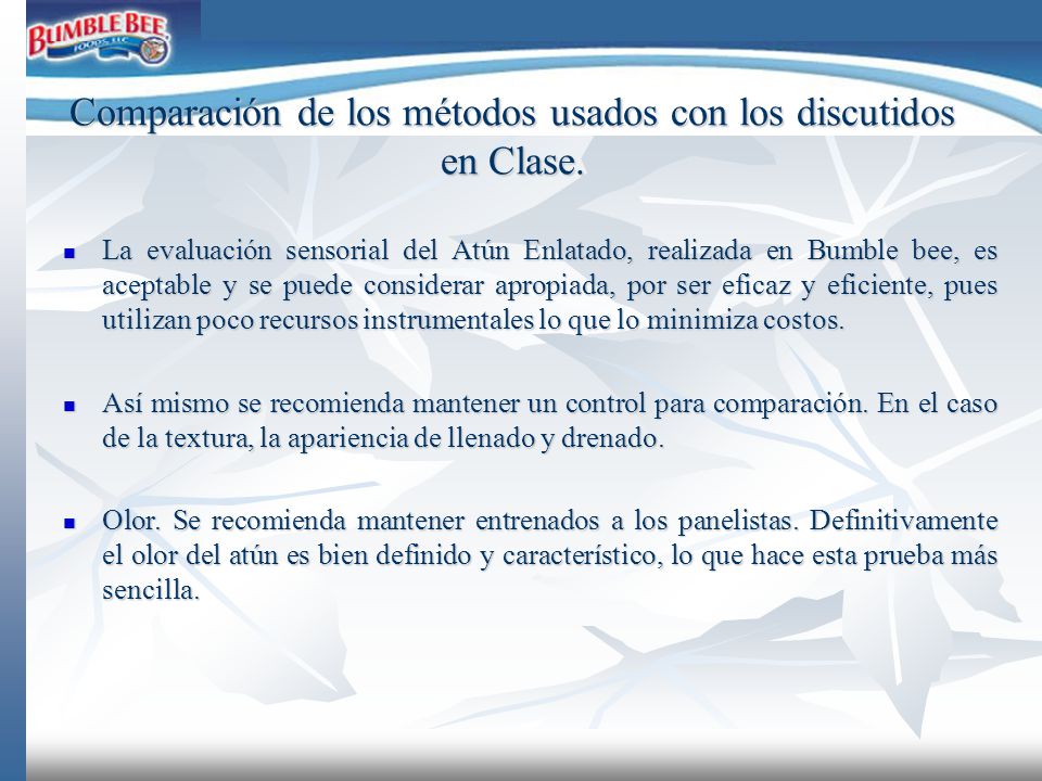 Comparación de los métodos usados con los discutidos en Clase.
