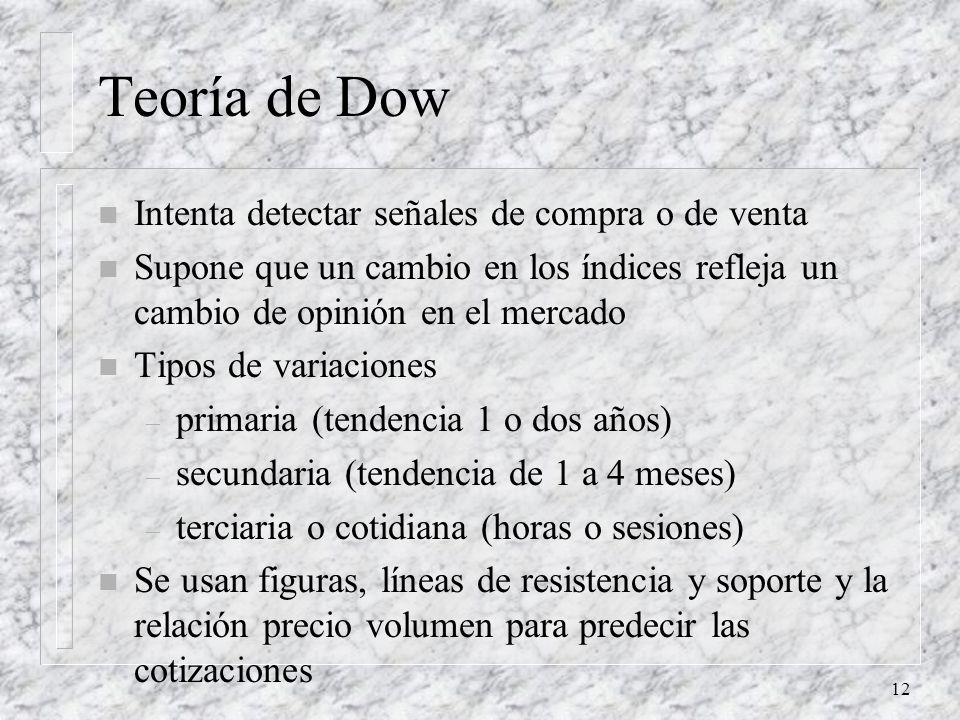 Teoría de Dow Intenta detectar señales de compra o de venta