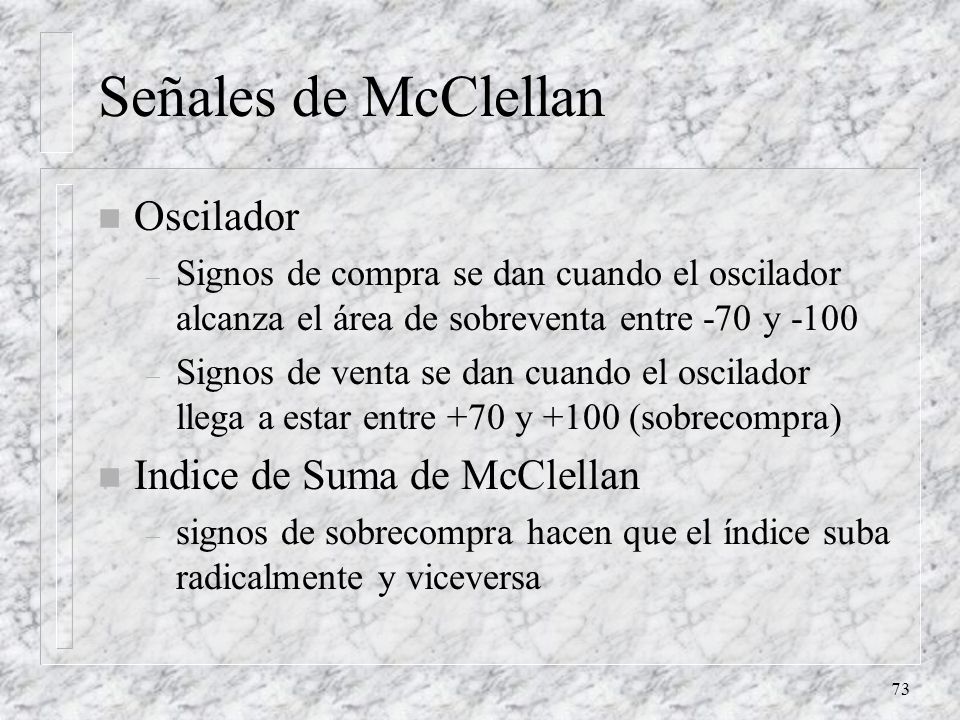 Señales de McClellan Oscilador Indice de Suma de McClellan