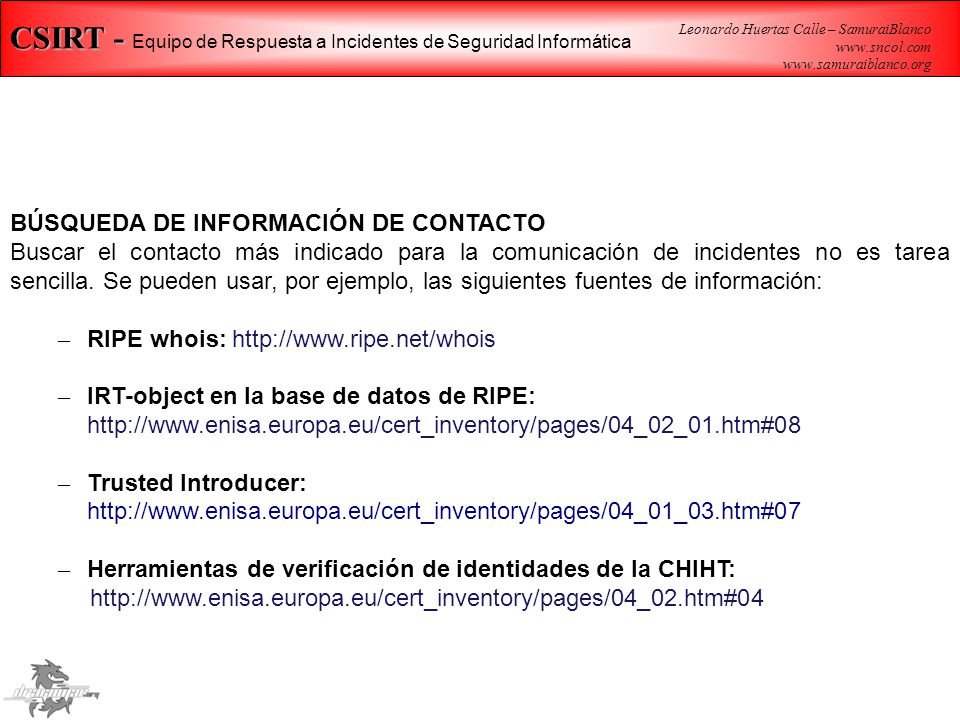 CSIRT - Equipo de Respuesta a Incidentes de Seguridad Informática