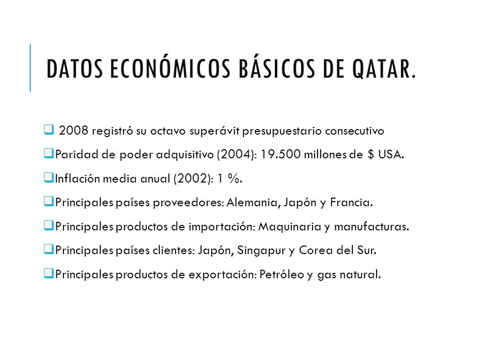 DATOS ECONÓMICOS BÁSICOS de qatar.