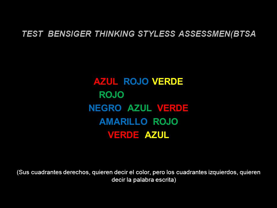 TEST BENSIGER THINKING STYLESS ASSESSMEN(BTSA