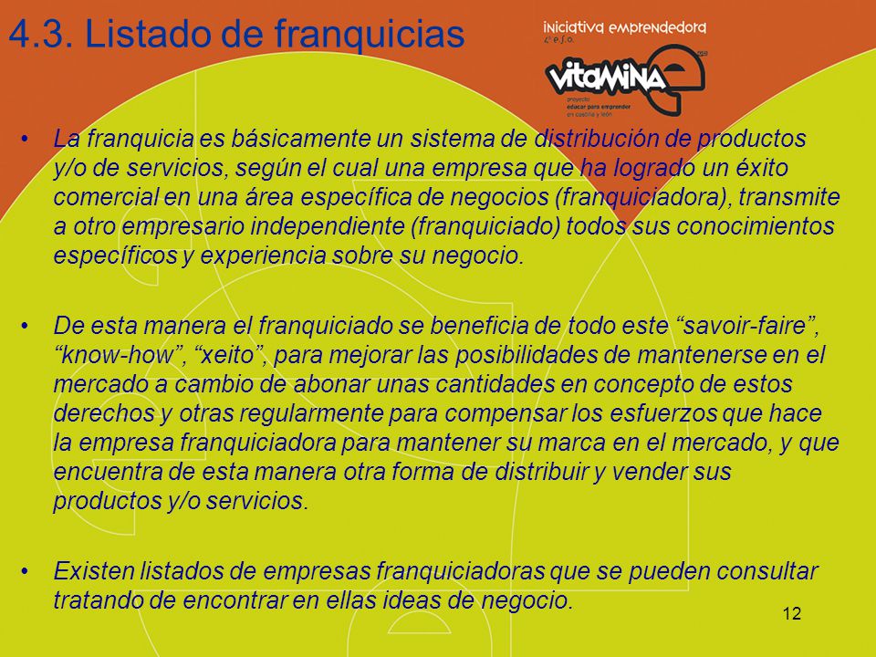 4.3. Listado de franquicias