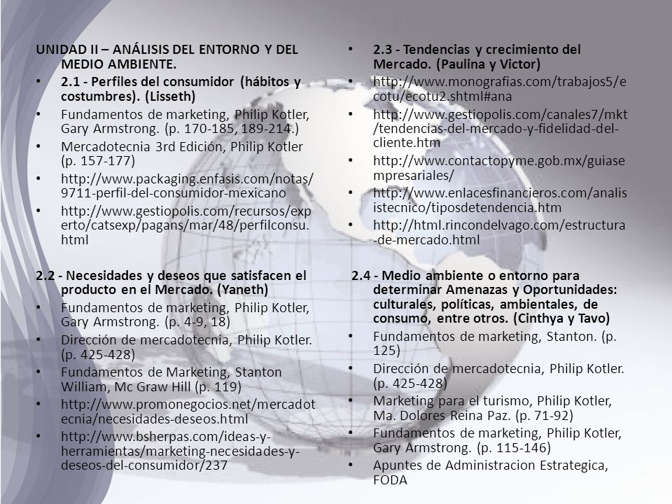 UNIDAD II – ANÁLISIS DEL ENTORNO Y DEL MEDIO AMBIENTE.