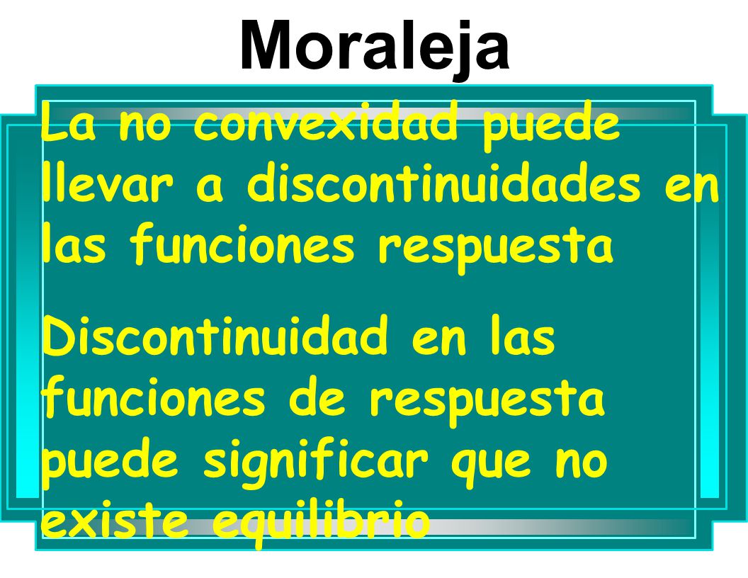 Moraleja La no convexidad puede llevar a discontinuidades en las funciones respuesta.