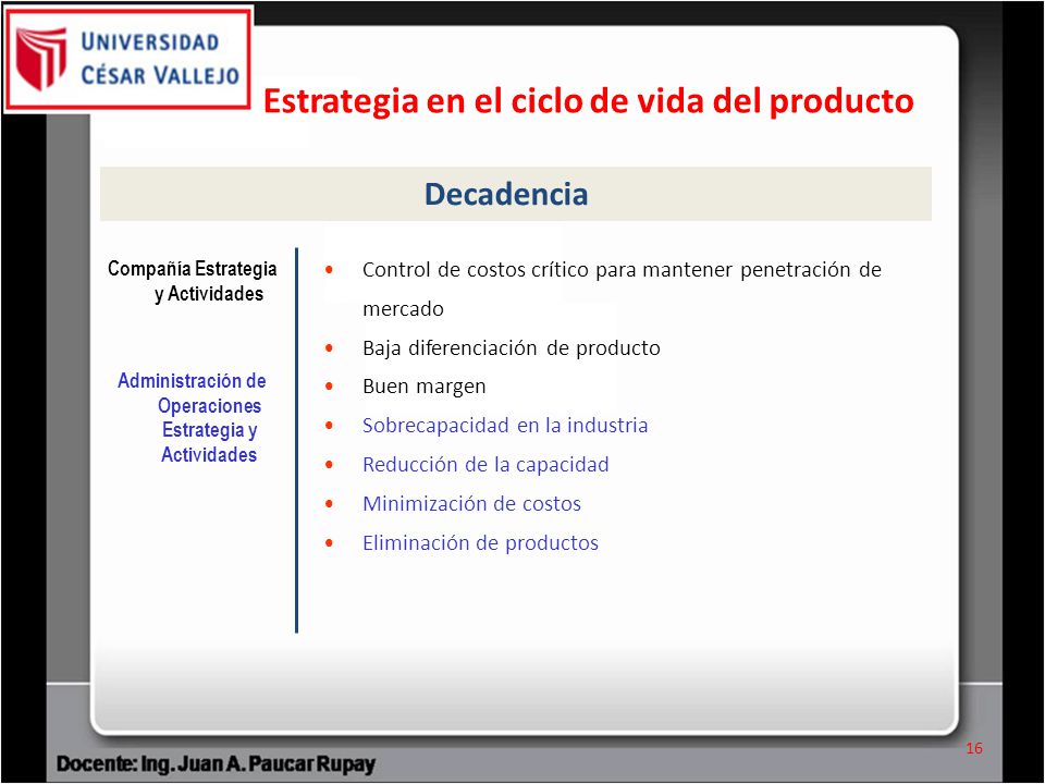Estrategia en el ciclo de vida del producto