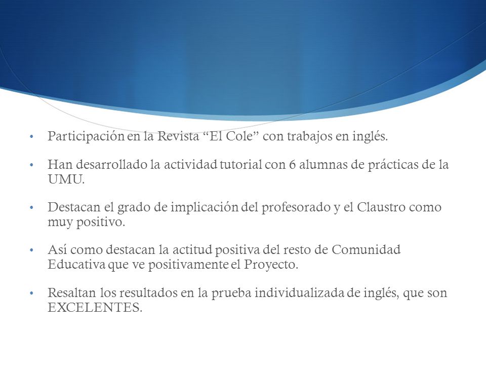 Participación en la Revista El Cole con trabajos en inglés.