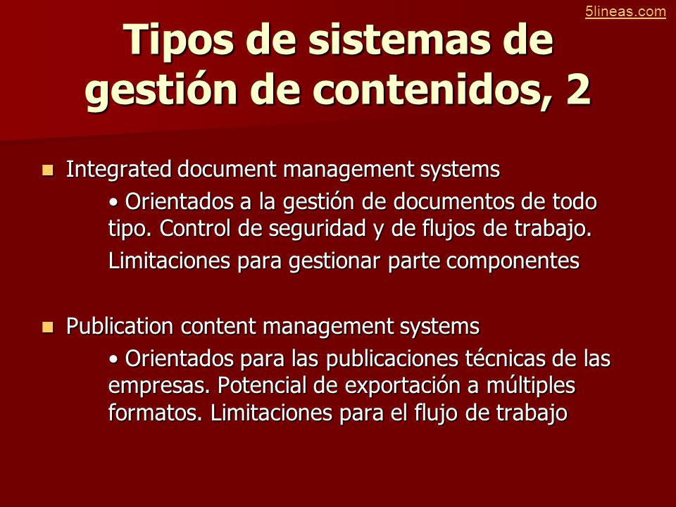 Tipos de sistemas de gestión de contenidos, 2