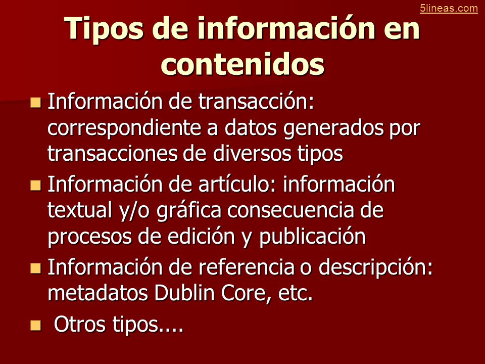 Tipos de información en contenidos