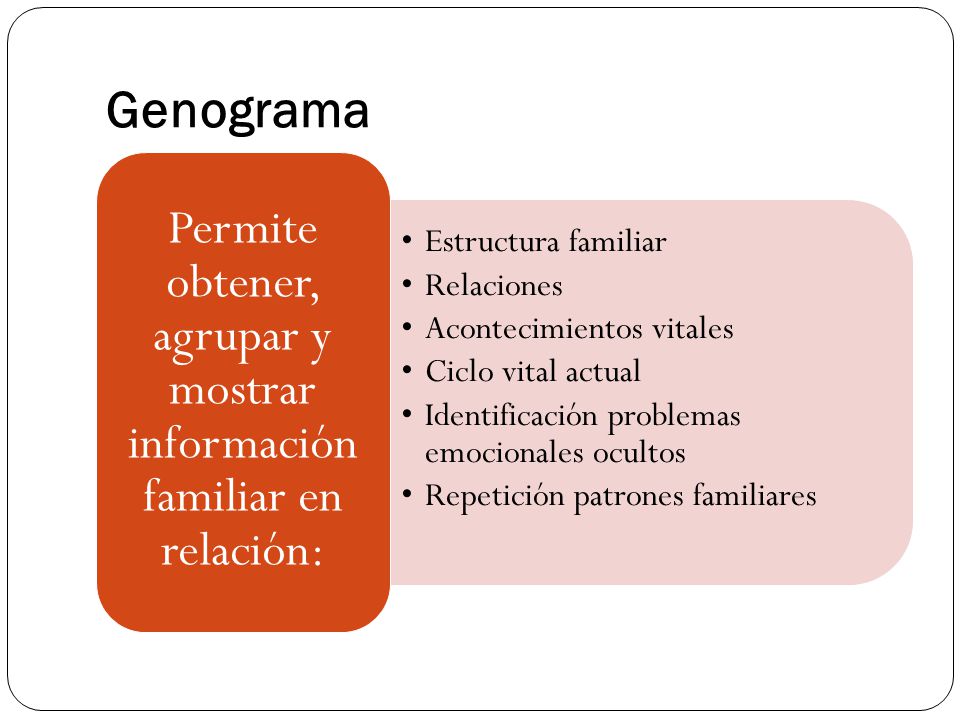 Permite obtener, agrupar y mostrar información familiar en relación: