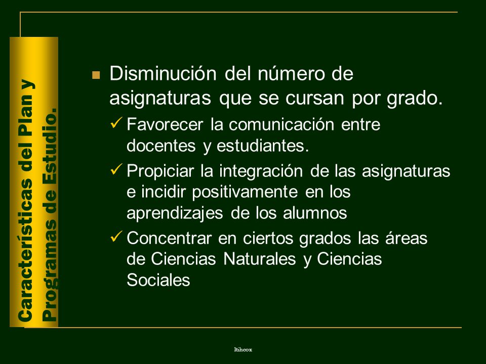 Disminución del número de asignaturas que se cursan por grado.