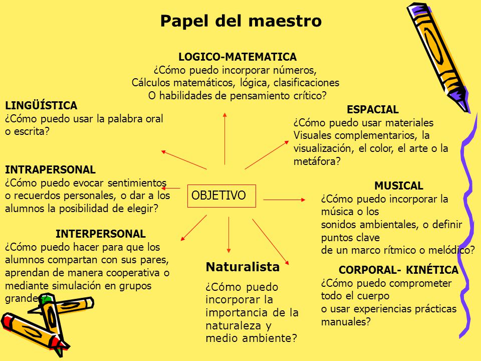 Papel del maestro OBJETIVO Naturalista LOGICO-MATEMATICA