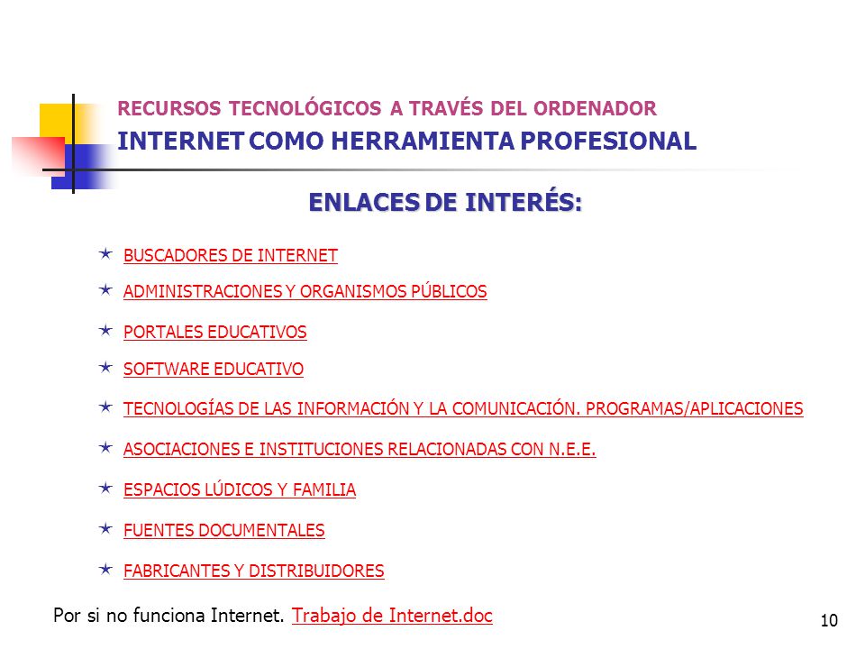 RECURSOS TECNOLÓGICOS A TRAVÉS DEL ORDENADOR INTERNET COMO HERRAMIENTA PROFESIONAL