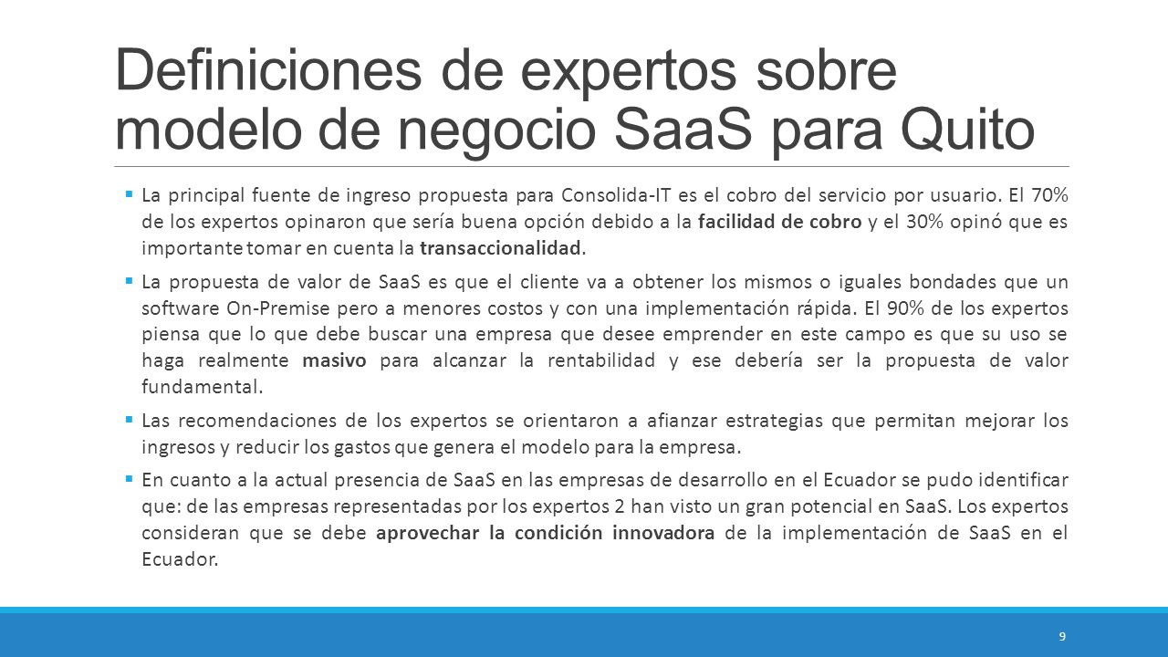 Definiciones de expertos sobre modelo de negocio SaaS para Quito