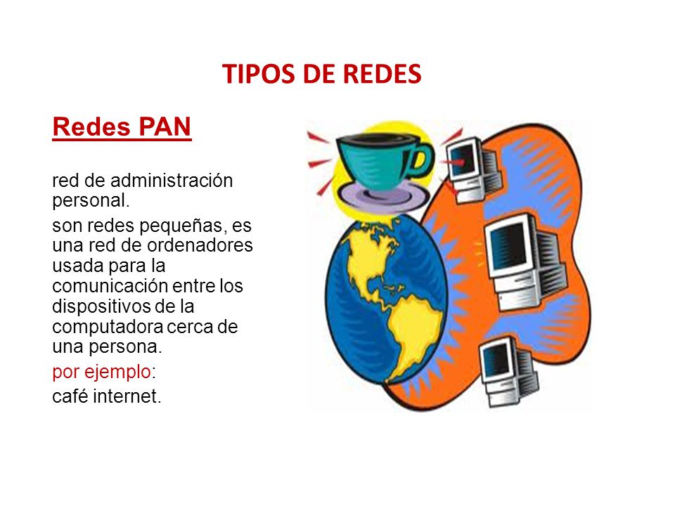 TIPOS DE REDES Redes PAN red de administración personal.