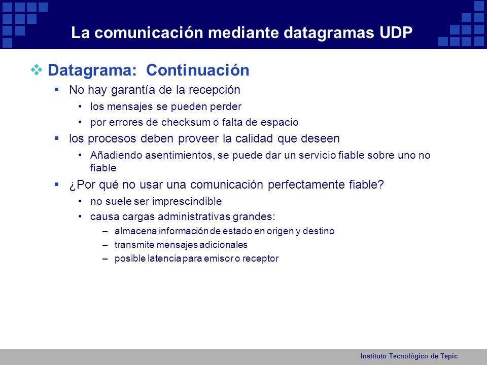 La comunicación mediante datagramas UDP