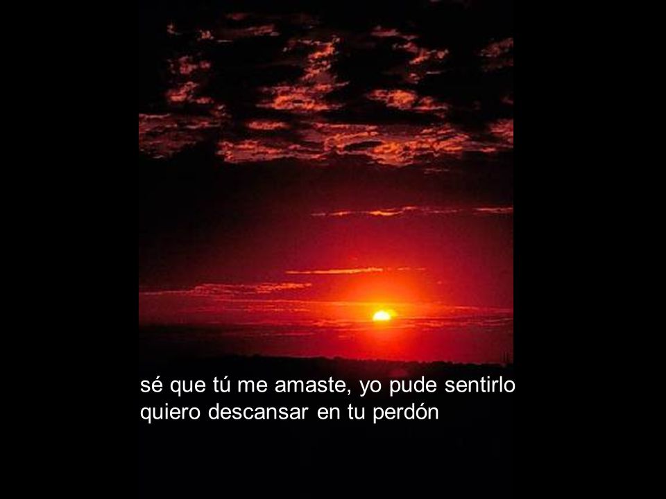 sé que tú me amaste, yo pude sentirlo quiero descansar en tu perdón