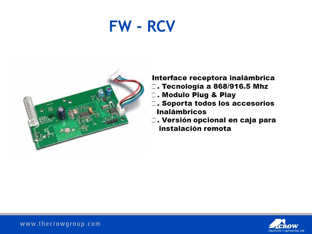 FW - RCV Interface receptora inalámbrica . Tecnología a 868/916.5 Mhz
